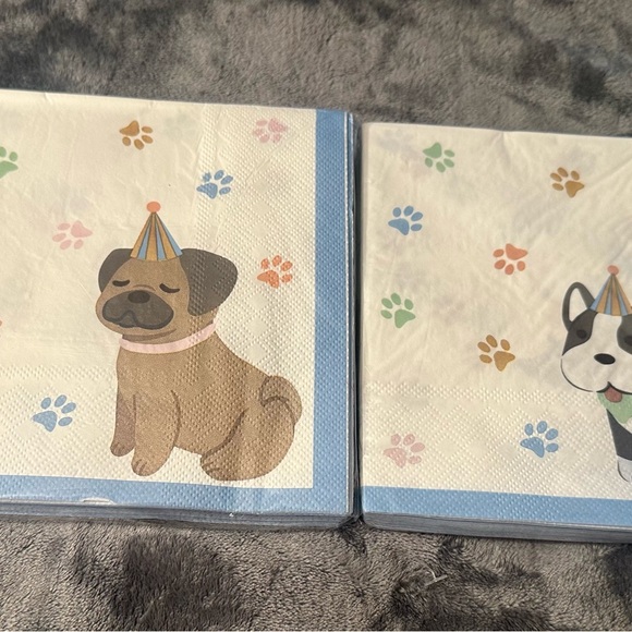 Dog Party Napkins 16 Beverage Puppy Paw Prints Puppy 2 Packs - Picture 4 of 7